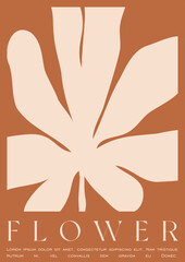 Trendy Groovy Vector Illustration Set in Matisse style. Contemporary Collage Botanical Minimalist Wall Art Print. Plants, flowers and leaves in hand drawn style.