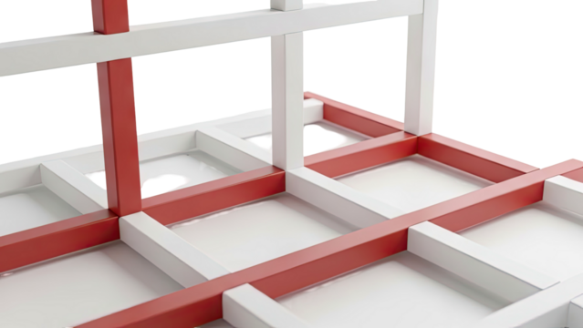 Abstract Red and White Geometric Grid Structure - Powered by Adobe