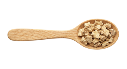 Dried Marshmallow Root Chunks on Wooden Spoon