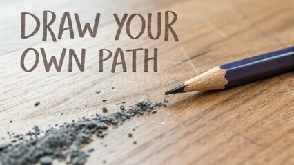 Pencil Drawing a Path on Wooden Surface