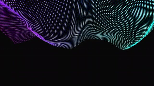 Massive Suspended 3D Data Cloud Floating Cubes Organized Sine Waves Neon Gradients Undulating Seamless Loop 4K ProRes 422 HQ