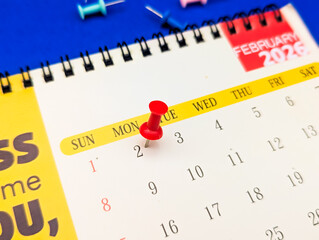 2nd February marked on calendar 2026 for an event reminder meeting schedule concept