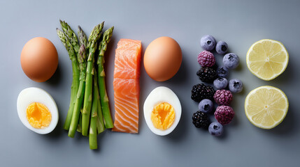 Gesunde Lebensmittel und frisches Gemüse – ausgewogene Ernährung und Clean Eating Konzept