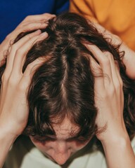 Fototapeta premium Authentic Mental Health Support Young Woman Receiving Premium Counseling for Depression in a Modern Group Setting