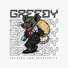 Rat Mascot in Suit Carrying Sack Vector Illustration