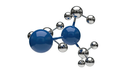3D Molecular Model with Blue and Silver Spheres