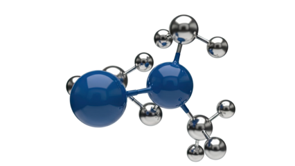3D Molecular Model with Blue and Silver Spheres