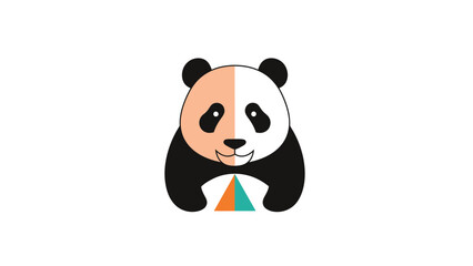 Fototapeta premium Charming panda illustration with a colorful geometric design, perfect for branding.