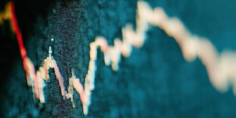 Modern Digital Candlestick Chart Displaying Market Decline Economic Instability and Global Trading Panic for Crisis Management Content