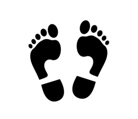 Footprints Silhouette Against A Dark Background With Subtle Colorful Speckles