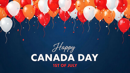 Happy canada day celebration with red and white balloons on july 1st background isolated on transparent background