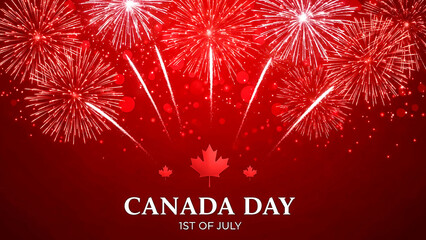 Vibrant red fireworks illuminate the sky for canada day celebration on 1st of july isolated on transparent background