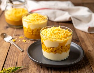 delicious cheese milk corn close up