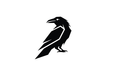 Fototapeta premium Elegant black raven silhouette perched, showcasing sharp details and artistic design.