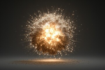 Explosion of glowing particles in dark space