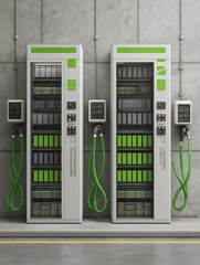 Modular electric vehicle charging stations in container units