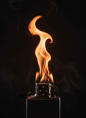 burning cigarette lighter