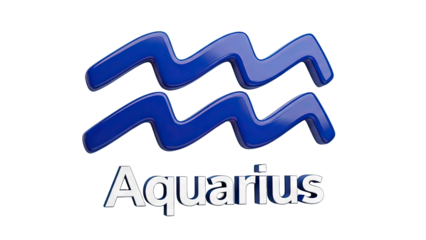 3D Aquarius Zodiac Symbol and Name