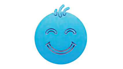 Blue Smiley Face with Spiky Hair
