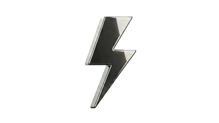 Glossy Black Lightning Bolt Symbol