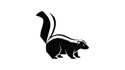 Fototapeta premium Striking black and white skunk illustration on a clean white background.