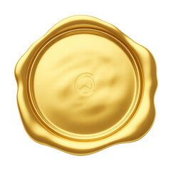 golden wax seal isolated on white background