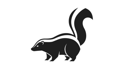 Fototapeta premium Striking monochrome image of a skunk showcasing its distinctive markings and posture.