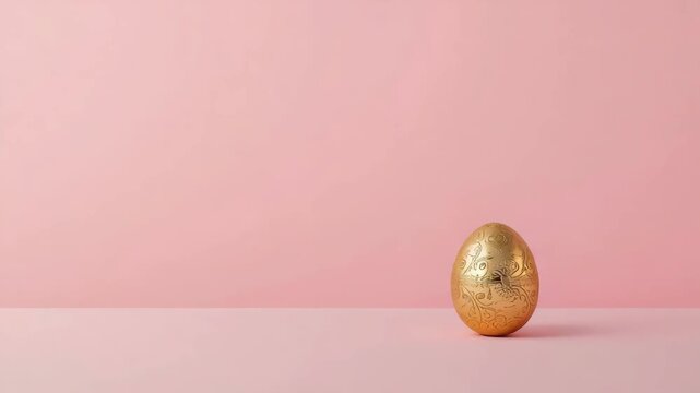 Gold egg decorative egg pastel background pink backdrop floral ornament ornate pattern evoking
