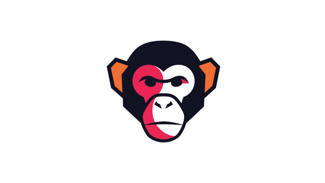 Monkey face logo design with a modern and minimalist style, perfect for branding.
