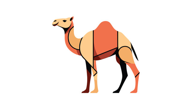 Stylized camel illustration showcasing desert animal in vibrant geometric design.