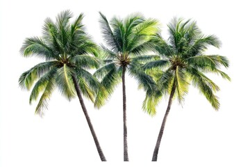 Obraz premium Three vibrant palm trees against a white background