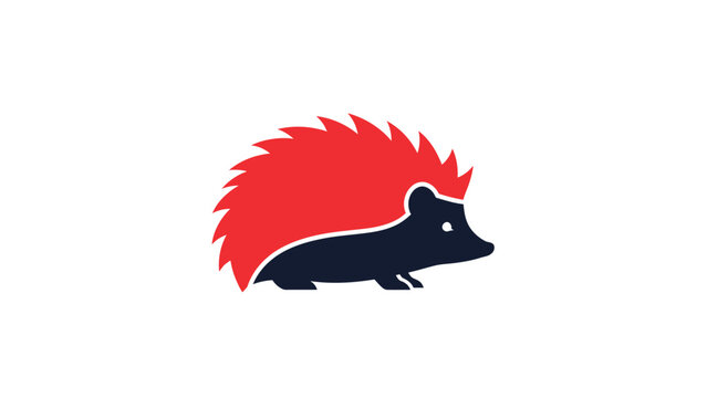 Stylized hedgehog logo design with red spikes and black body, simple and modern.