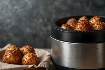 Minimal cooking background with air fryer basket texture