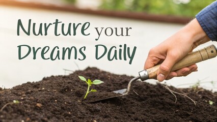 Hand Digging Soil to Plant a Seedling