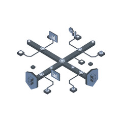Isometric Blockchain and Digital Data Block Illustration