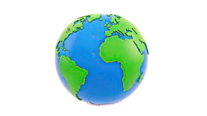 3D Globe with Continents and Oceans