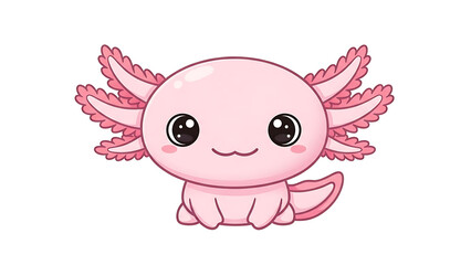 Naklejka premium Cute Cartoon Axolotl Illustration with Pink Hue and Simple Design.