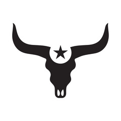 Single Line Longhorn Logo With Minimal Western Style