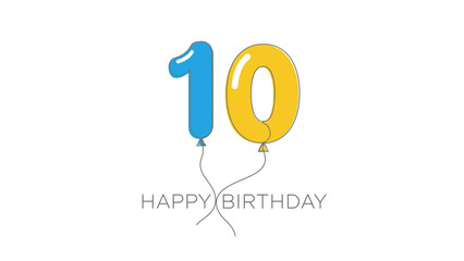Happy Birthday 10 Years Old Balloons Celebration