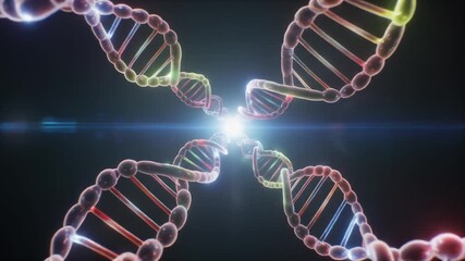 Colorful DNA Helix Movement with Central Light - Powered by Adobe