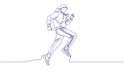 One Line Drawing Runner Jogging Jogger Motion Sport Fitness Athlete