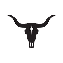 Modern Typography Longhorn Logo With Western Character