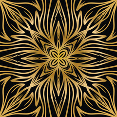 Luxurious Golden Symmetrical Ornamental Motif