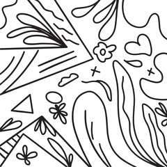 coloring template Black and White Abstract Doodles