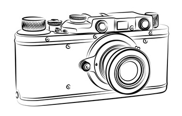A sketch of vintage film photo camera.
