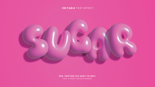 Pink Sugar 3D Puffy Editable Vector Text Effect Balloon Style