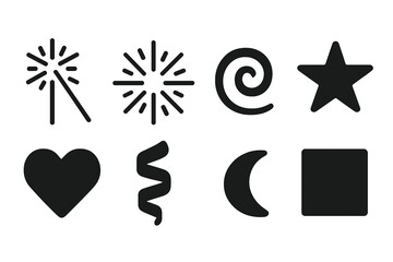 Celebration Icons Flat Lay. Celebration essentials flat lay. Filled icon set of Celebration essentials flat