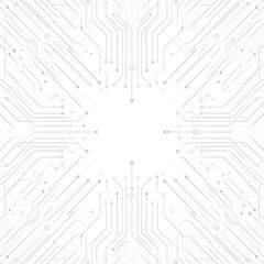 Digital circuit board background showcasing white electronic patterns. Vector tech design with semiconductor lines, motherboard elements, and modern circuitry composition