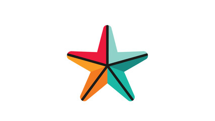 Obraz premium Colorful star illustration with vibrant hues and five distinct points, isolated.