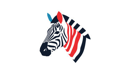 Fototapeta premium Artistic zebra head with a pencil horn, a creative and colorful illustration.